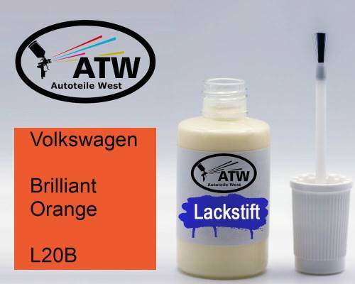 Volkswagen, Brilliant Orange, L20B: 20ml Lackstift, von ATW Autoteile West.